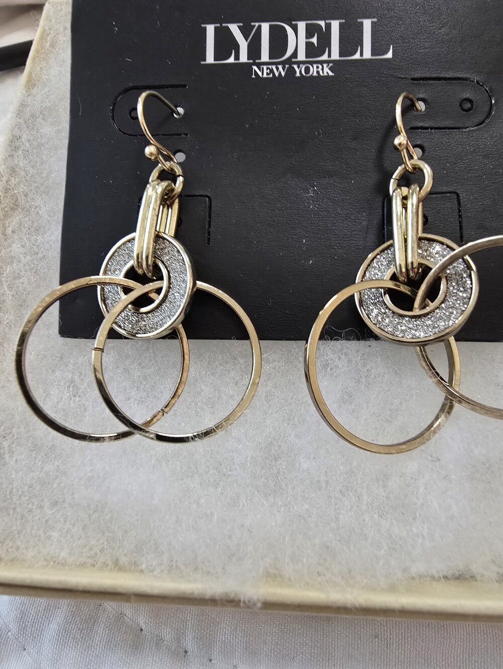 NEW LYDELL NEW YORK Gold Hoop Dangle Earrings with Sparkle Rings